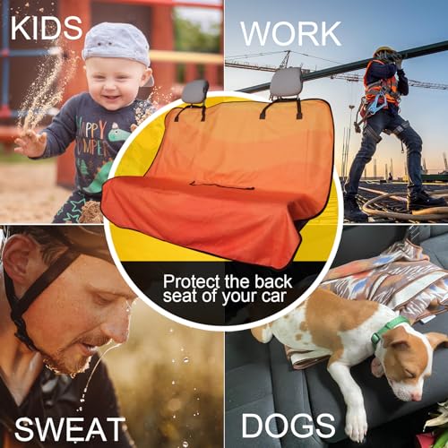 Image of Back Seat Cover for Car Trucks Van SUV Jeep,Waterproof Rear Bench Towel Seat Covers for Dogs and Kids,Automotive Backseat Protector (Orange)