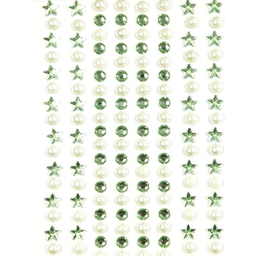 Pegatinas de perlas y estrellas de cristal verde claro para manualidades Wrapables 164 uds