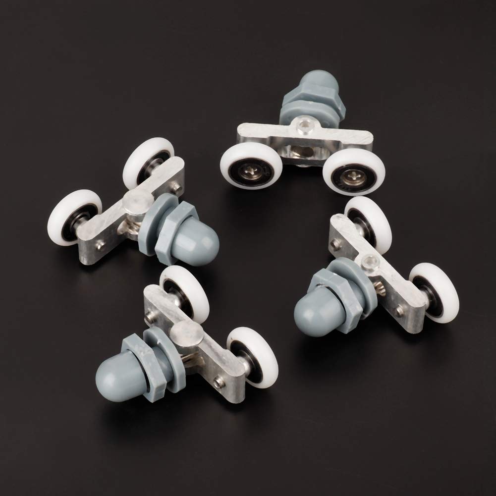 Set van 4 dubbele douchedeurrollen/lopers/geleiders/wielen diameter 25mm (model-B