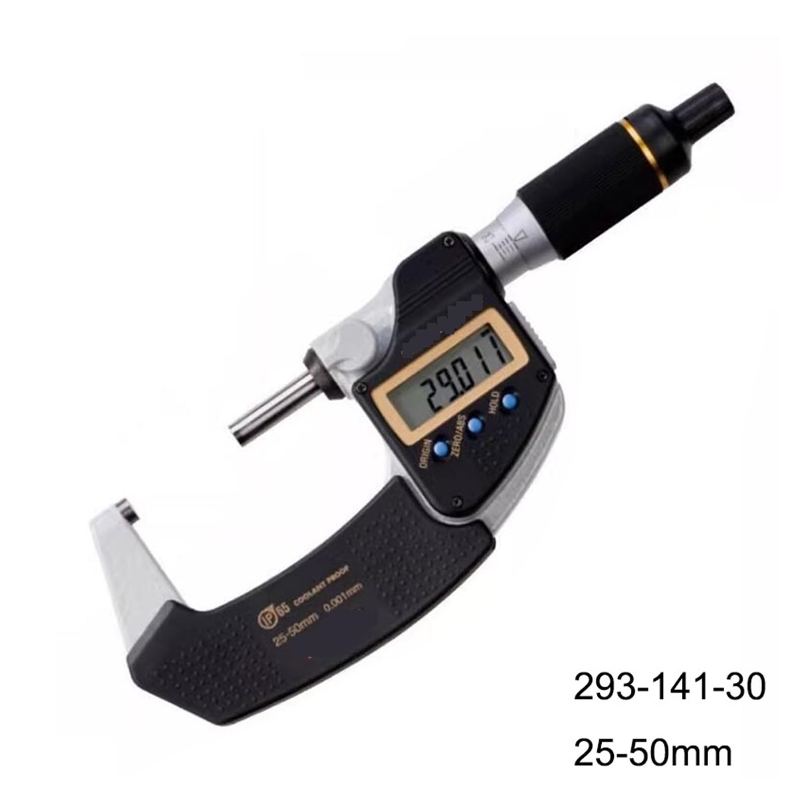 Digitale Bügelmessschraube, IP67 Kühlmittelbeständiges, schnelleres Messmikrometer, 0-25/25-50/50-75/75-100 mm, 293-140-30 293-141-30 293-142-30 293-143-30(293-140-30)