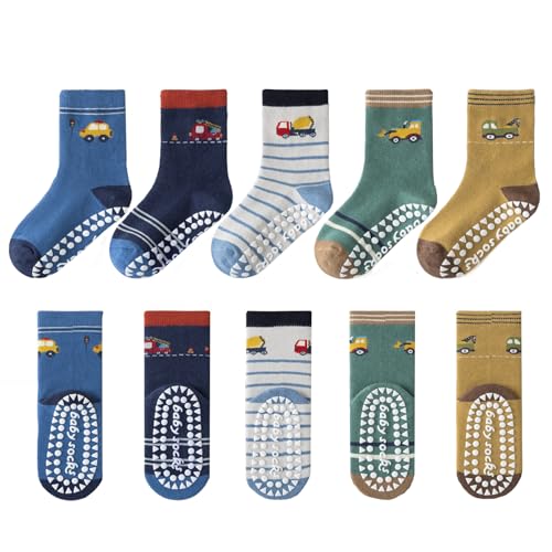 Socks Boys Mid-Calf Ribbed Cuffs Crew Socks Embroidery Fashion Cute Novelty Boys Socks 5 Pairs