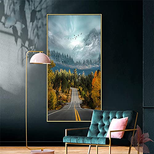Affiches coucher de soleil montagne et arbres déco murale automne 80x160