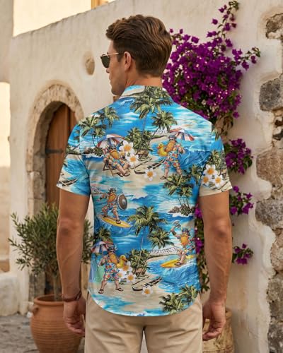 Image of 99TIMORO Fathers Movie Hawaiian Shirt for Men, Characters Button Down Short Sleeve Top, Summer Beach Gifts