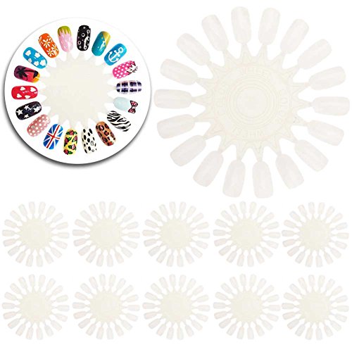 VAGA 10 Wheels With Each 18 Natural White False Nails and Nail Art Tips For Designs Display And Practice