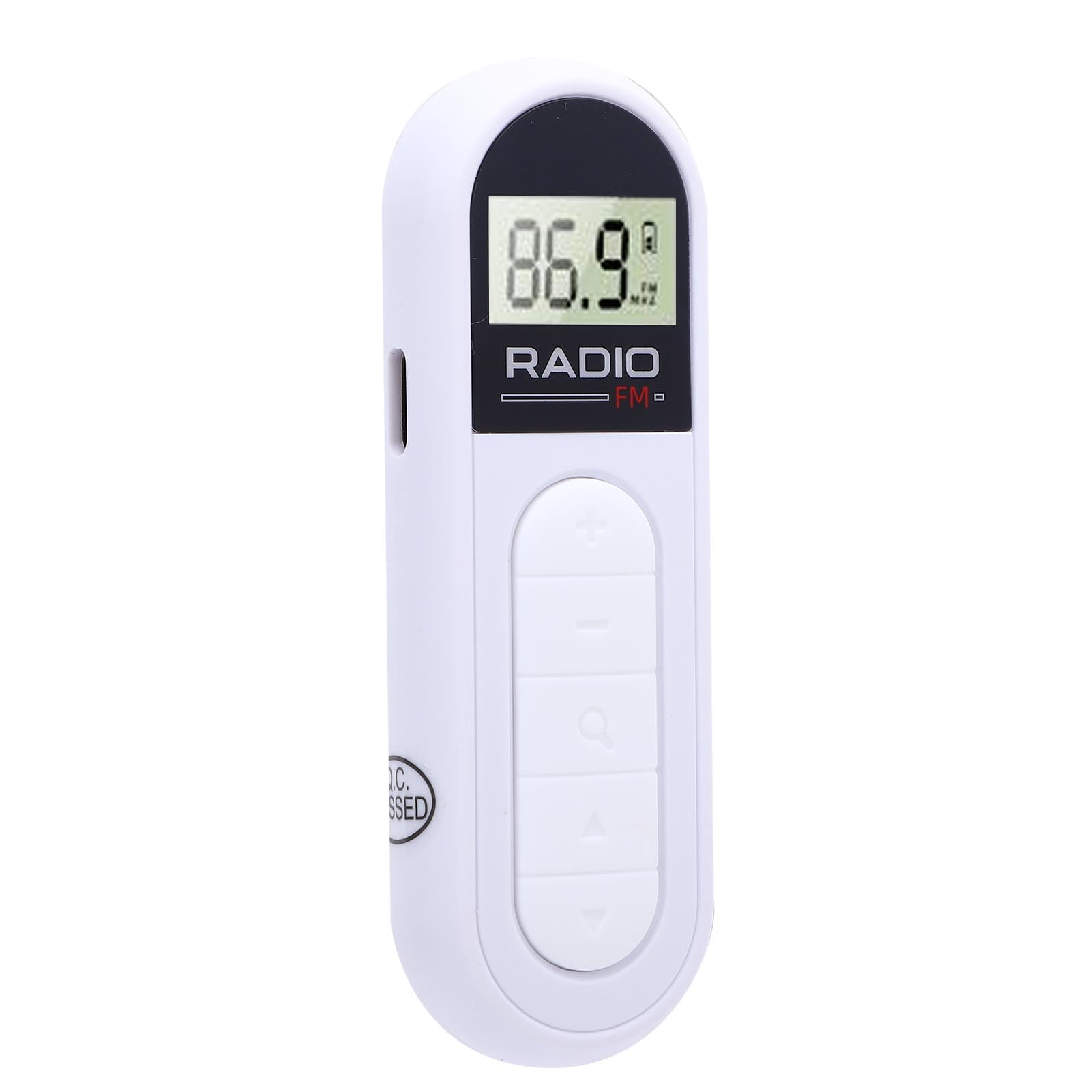 Portable FM with LCD Display, Clip On Design, Pocket Size Digital Tuning with Earphones USB Cable for Home, Outdoor, Travel, Emergency for Elderly and Parents (White)