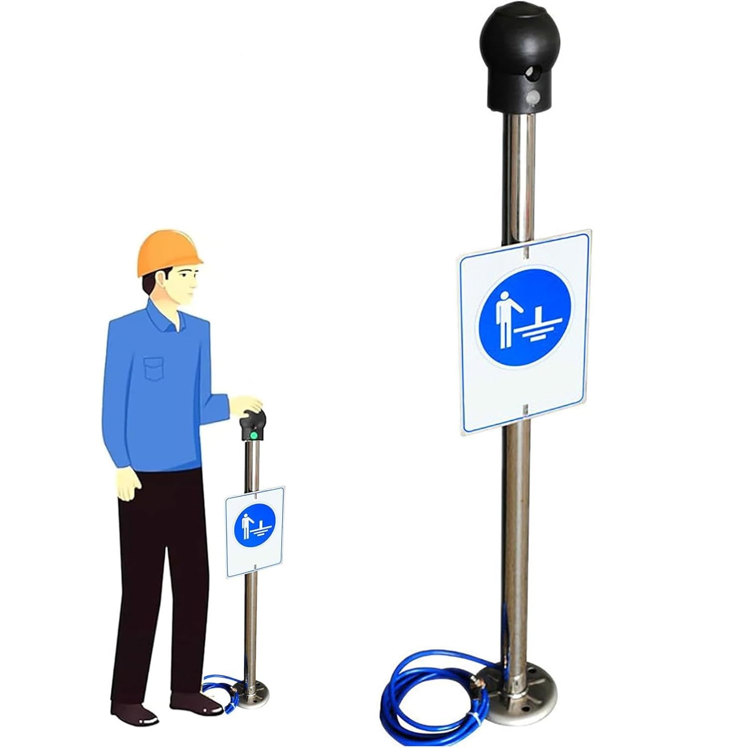 QINGHEDZSW Human Electrostatic Releaser, Touch Static Discharge Ball, with Sound and Light Alarm, Quickly Discharge Static Electricity, for Chemical Industry