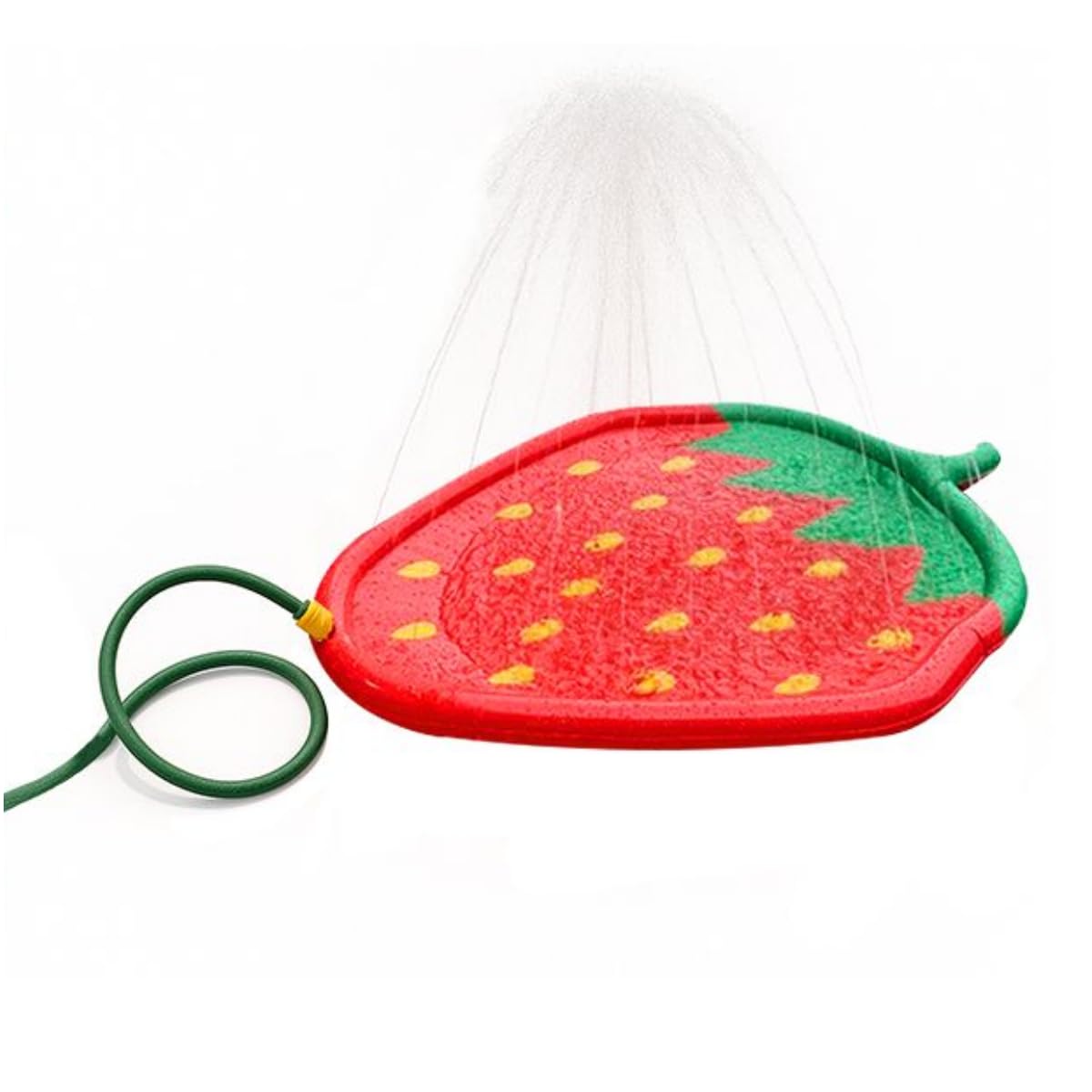 Yöl Red Pet Sprinkler Splash Mat For Dogs Strawberry Design Water Play Pad Connects To Garden Hose Cooling Pool Foldable Pvc Outdoor Summer Dog Cooling Mat 132 X 112Cm