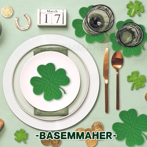 4Pcs-St-Patricks-Day-Coaster-Silicone-Green-Shamrock-Drink-Coasters-Non-Slip-Insulation-Lucky-Clover-Tea-Cup-Mats-Coffee-Coasters-for-Mugs-Cups-Irish-Party-Home-Office-Table-Decoration-Supplies 4Pcs St Patricks Day Coaster Silicone Green Shamrock Drink Coasters Non Slip Insulation Lucky Clover Tea Cup Mats Coffee Coasters for Mugs Cups Irish Party Home Office Table Decoration Supplies