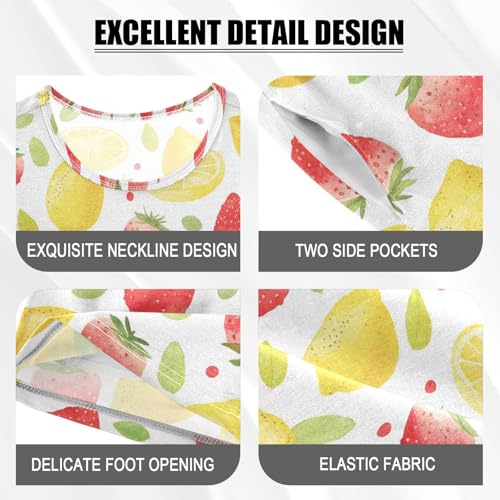 Vdsrup Watercolor Lemon Summer Pajamas Set Short Cotton Strawberry Sleepwear 2 Piece Unisex 5Y3