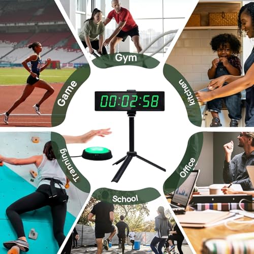 Image of YZ Gym Timer Clock for Home Gym, Fitness Timer with Stopwatch, Large Digital Stopwatch Countdown Clock, 12 /24H Digital Wall Clock, with Stand