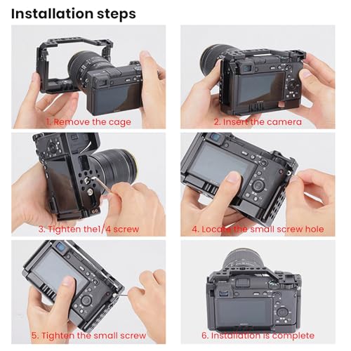Image of Professional Camera Cage for Sony A6600 T6061 CNC Aluminum Vertical Plate Cold Shoe Mounts & Anti-Shock Design Perfect for Vlogging /Short Videos (YH-A6600 4620)