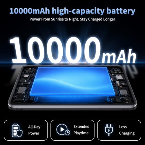 Image of HUIHUANG 13.4‑inch Android 16 Tablet, 36GB RAM + 256GB ROM (Expand to 2TB) | T7300 Octa‑Core 2.2GHz, 120Hz FHD+ IPS Display, 10000mAh Battery, Gemini AI, Face Unlock, Dual Speakers - Shadow Black