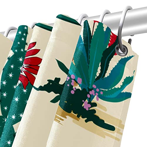 Rideau de douche motif cactus vert lavable 152x182 cm - 6