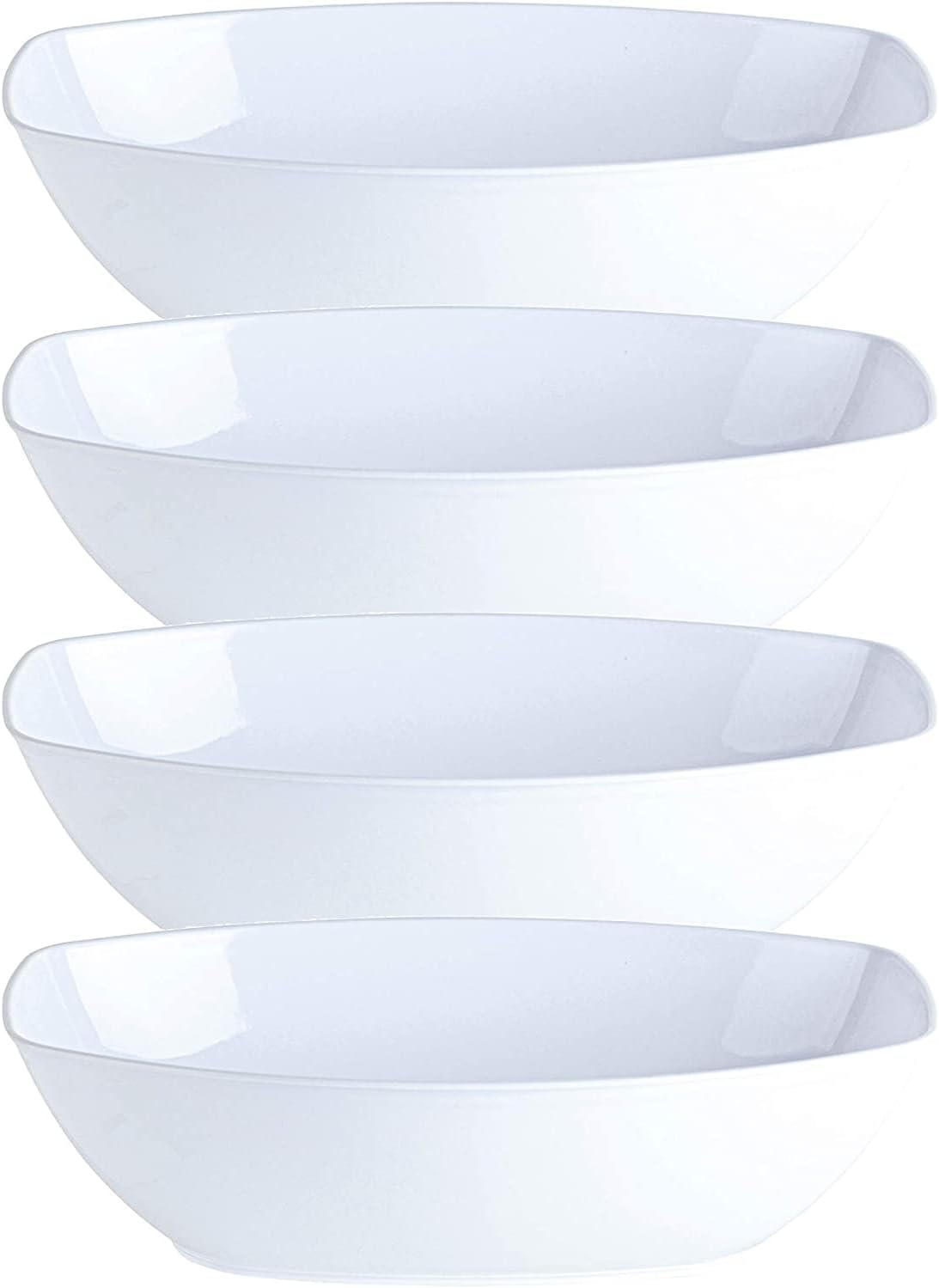 White 80 Oz Oval Shaped Disposable Plastic Serving Luau Bowls to serve Salad, Snack and Food in Elegant Parties, Hotel & Resturant. 4Ct
