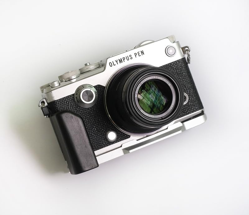 Wood Quick Release Hand Grip Holder Handle Alloy Baseplate for Pen F Pen-F Camera (Ebony)