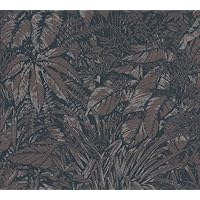 Carta Da Parati Grigia Nera Effetto Giungla - Tessuto Non Tessuto Con Riflessi Metallici - Foto 4