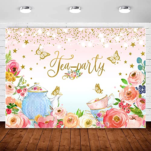 Fondo fotográfico floral rosa 7x5ft para fiesta té miniatura 1