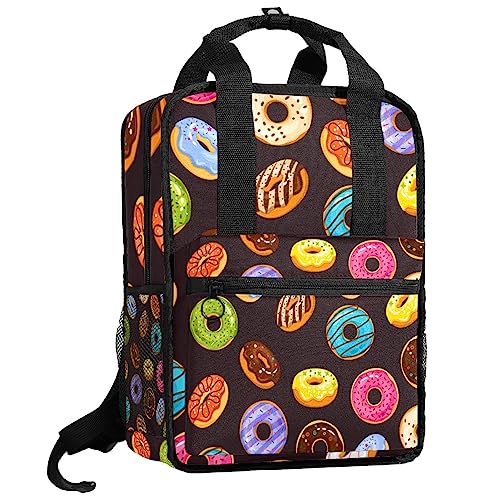 Sac à dos en forme de beignets multicolore pour écoliers 35.5x26x12 cm