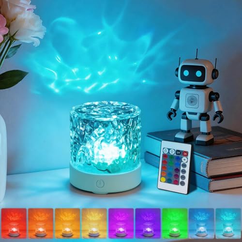 Image of YXQUA Northern Lights Ocean Wave Projector Light, Galaxy Light Projector, 16 Colors Gradual Rotating Water Ripple Ambient Light Non-Wood, Aurora Projector for Sleeping, Home Theater, Party (Plug in)