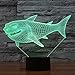 3D Shark Night Light LED Illusion Lamp YKLWORLD 7 Color Changing Table Lamps Touch Control with USB Cable Bed Room Decor Festival Birthday Gifts Toys for Kids Boys Children