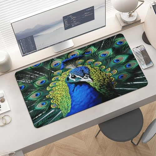 Blue Peacock Desk Mat Non-Slip Large Mouse Pad 60x30 cm miniatura 6