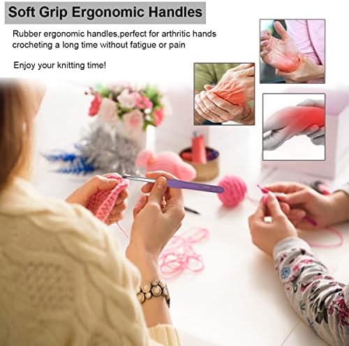 Mdoker Size G/6(4mm) Crochet Hook,Extra Long Crochet Hooks for Arthritic Hands,Ergonomic Grip Soft Handles for Beginners and Experiecced Crochet Lover,Comfortable/Easy to Use - 5