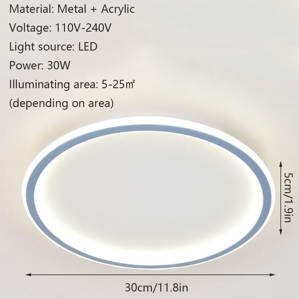 Fashionable Round LED Ceiling Lamp Three-Color Dimming Ceiling Light Side Emitting Design Lighting Ceiling Light Fixture for Living Room Bedroom Dining Room Kitchen Study Room(Dark,30cm)