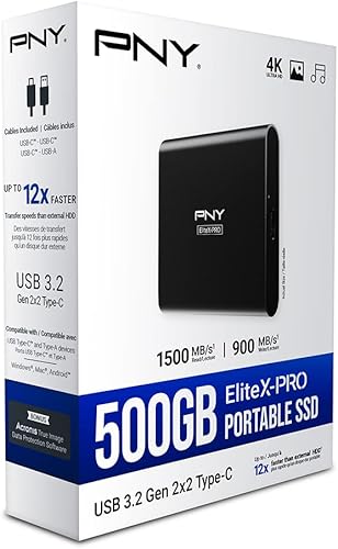 Miniatura 9 de PNY EliteX-PRO - Unidad de estado sólido portátil (SSD) USB 3.2 Gen 2x2 de 500 GB (PSD0CS2260-500-RB)