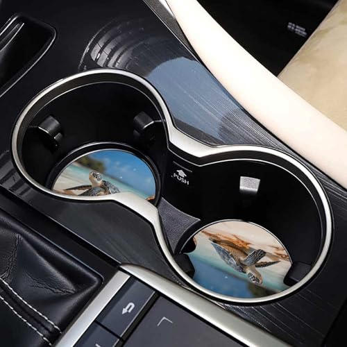 Portavasos para auto con diseño Tortuga marina 2.6" 2 piezas miniatura 7