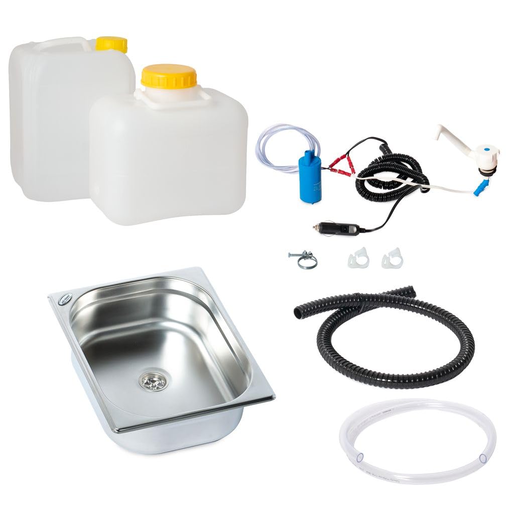 12 V Agua Anlage tentempiés carro venta colgante camping Cocina montar fregadero 325 x 265 x 100 Comet Novo Blanco (AD de ideas)