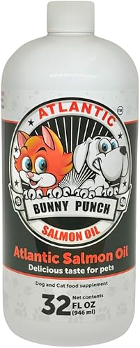 Aceite de salmón de 32 onzas para perros y gatos, aceite de salmón atlántico 100% puro, aceite de pescado suplementario para abrigos saludables de