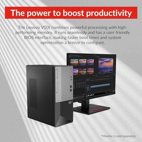 Image of Lenovo V50t Gen 2 Business Tower Desktop, Intel Core i5-10400, 16GB RAM, 1TB SSD, DVD-RW, HDMI, RJ-45, DP, Wi-Fi, Windows 11 Pro, Grey