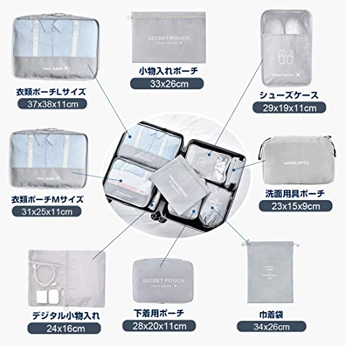 【Amazon限定ブランド】AiQInu トラベルポーチ 8点セット カ