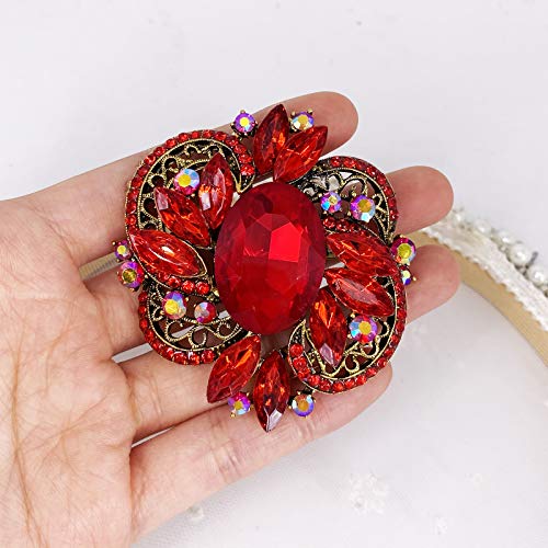 Image of LAXPICOL Women's Large Sparkly Crystal Flower Brooch Pin Fashion Statement Broach Pin