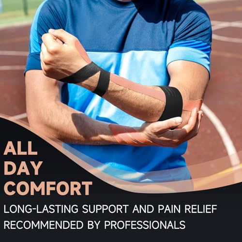 CareTick Kinesiology Sports Classic Tape, Uncut Roll 5cm x 5m, Waterproof Elastic Physio Tape for Pain Relief and Muscle and Joint Support, Latex Free Athletic Tape (Beige, Uncut)