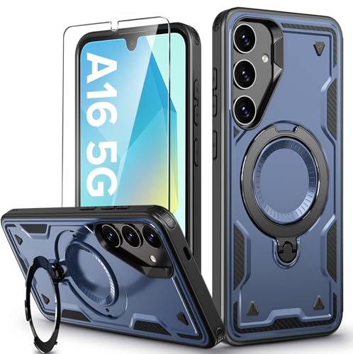 Image of for Samsung Galaxy A16 Case Magnetic with Stand, with Mag-Safe, with Screen Protector, Wireless Charging, Shockproof for Samsung A16 5G Phone Case, Ring Holder Phone Cover, for Samsung A16
