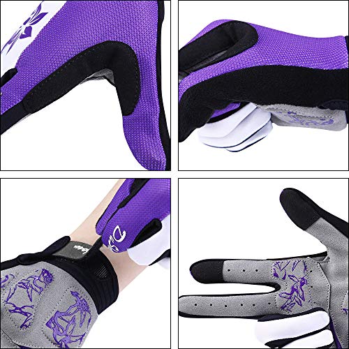 Luvas femininas de ciclismo DuShow Full Finger para ciclismo, luvas de ciclismo de tela sensível ao