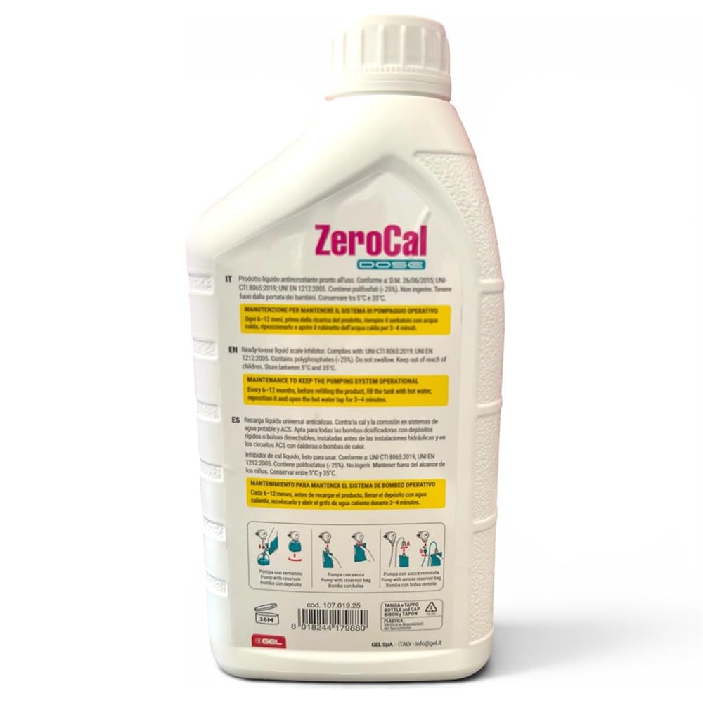 ZEROCAL DOSE FLACONE DA 1 LT PER DOSATORI GEL PER 1 ANNO DI AUTONOMIA (PEZZI 1)