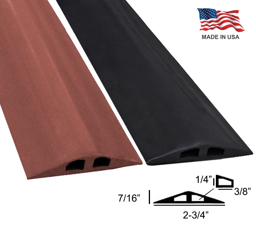 Electriduct Rubber Duct Floor Cord Cover Black 5 Feet Anti-Skid Wire Concealer Low Profile 2-Channel Cable Protector