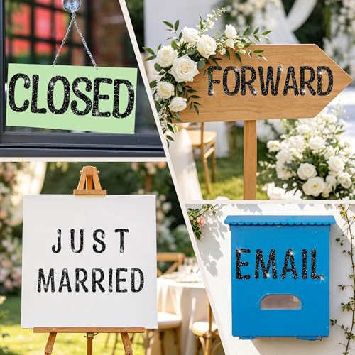 Image of Glitter Letter Stickers, 4 Inch Large Letters for Poster Board (Black)