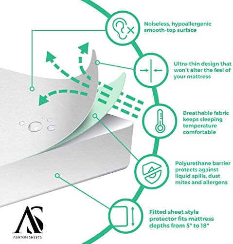 Premium Waterproof Mattress Protector For Full Size Bed, Cooling Soft Cotton Top, Noiseless, Machine Washable, White Fitted Mattress Cover With Deep Pockets To Fit 8-18 Inch Mattress #TOP5