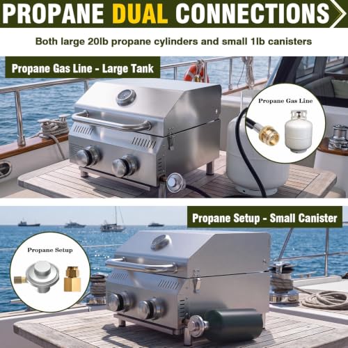 Image of Bestfire Marine 2-in-1 Boat Grill with Rod Mount & Removable Legs