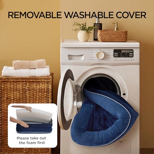 Image of Bedsure L Plus Orthopedic Dog Bed for Large Dogs - Washable Dog Cat Bed Waterproof, L Plus Big Comfort Dogs Couch Sofa with Washable Removable Cover, Pet Bed with Nonskid Bottom, Blue Navy, 38 inch