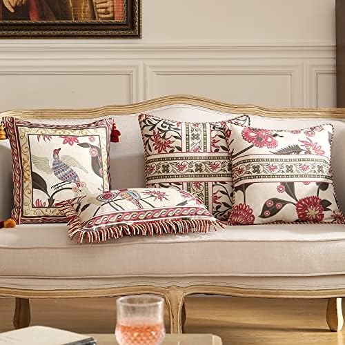 patdrea Linen Euro Sham Decorative Throw Pillow Covers Set Soft Durable Cushion Cases Pillowcase for Couch Bedroom Car Living Room 5 PCS