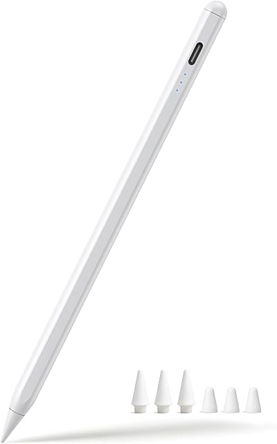 Stylus Pen Compatible avec iPad (les modèles 2018-2026), USB-C Crayon de charge rapide, sensibilité au Tilt parfait pour le pixel iPad 11/10/9/8/7/6/A16, iPad mini 7/6/5, iPad Air M3/2 11"/13"/5/4/3