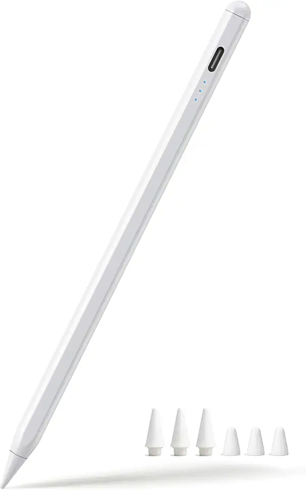 Caneta Stylus para iPad 2018-2026, lápis ativo de carga rápida 3X para iPad A16 10ª/9ª/8ª/7ª/6ª geração, iPad Air 11/13 M2/M3/5/4/3, Pro 11/12.9/13 M4, Mini 5/6/A17 Pro, com rejeição da palma e