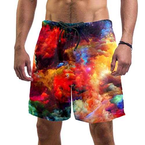 EJDKFNDSH Shorts Galaxy Beach Board para hombre de secado rápido, multicolor, Large-X-Large