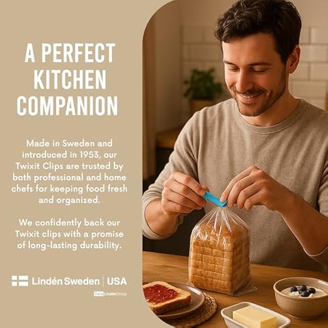 Linden Sweden Twixit! Bag Clips - Set of 20 - Keep Food Fresh, Prevent Spillage - Great for Storage and Organization - Microwave, Freezer and Dishwasher-Safe - BPA-Free