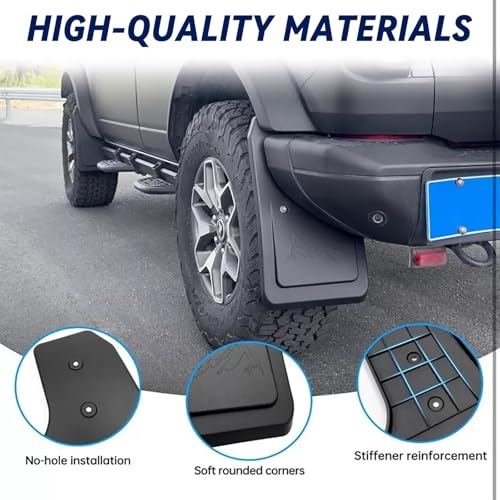 Image of Mud Flaps Splash Guards Compatible with Bronco 2 /4-Door Accessories 2021-2026 No Punching Required Mudguards Accessories 4pcs (NOT for Sport)