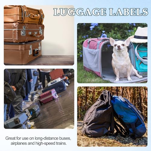 BlingKingdom 4 PCS Luggage Tags PU Leather Luggage Label Suitcase ID Tags for Travel Accessories (4 Colors)3